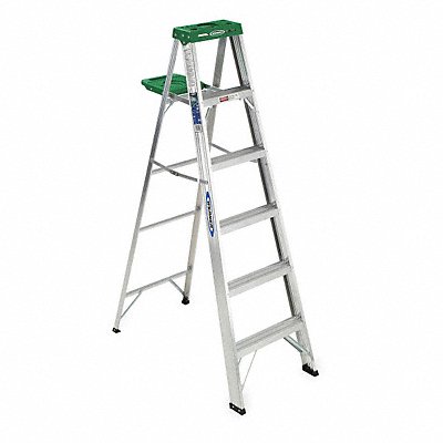WERNER 356 Stepladder Aluminum 6 ft H 225 lb Cap.