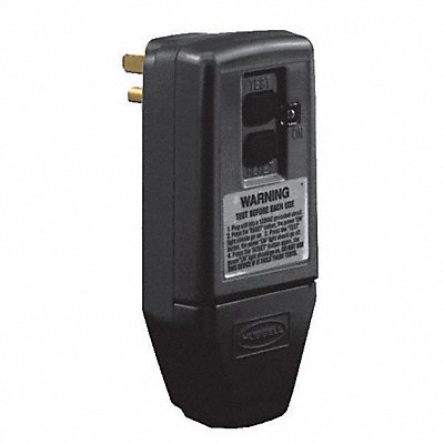 HUBBELL WIRING DEVICE-KELLEMS GFPST5266C Plug-In GFCI User Supp Cord 15A Blk 120V