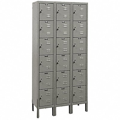 HALLOWELL U32886HG E1561 Box Locker Louvered 3 Wide 6 Tier Grey