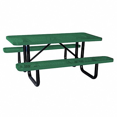 GRAINGER 4HUR6 E0150 Picnic Table 72 W x62 D Green
