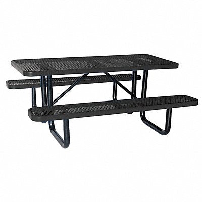 GRAINGER 4HUW9 E0150 Picnic Table 72 W x62 D Black