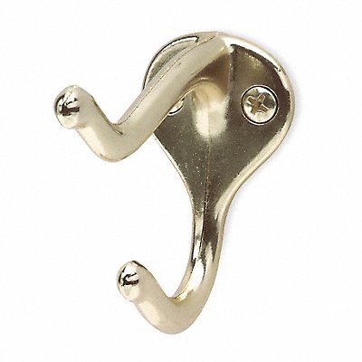 GRAINGER 4JG63 Double Point Hook Coat/Hat Brass