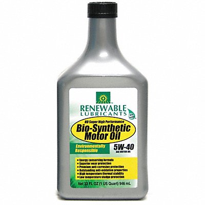 RENEWABLE LUBRICANTS 85251 Engine Oil 5W-40 Bio-Synthetic 1qt