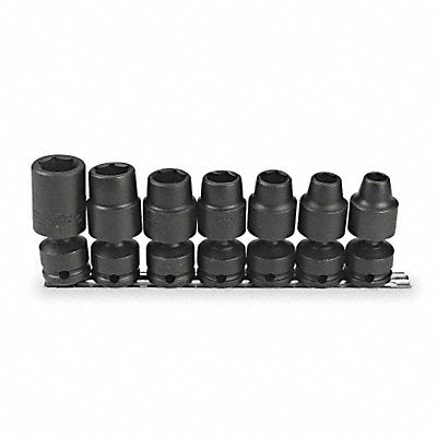 PROTO J74142 Impact Socket Set Steel Black Oxide 7/16-13/16 in