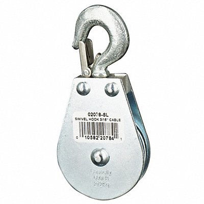 GRAINGER 4JX71 Pulley Block Swivel Hook 3/16 Rope dia
