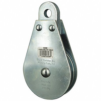 GRAINGER 4JX82 Pulley Block Fixed Eye 5/16 in Rope dia.