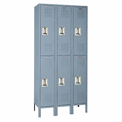 LYON DD52423ISU Wardrobe Locker Louvered 3 Wide 2 Tier Dove Grey