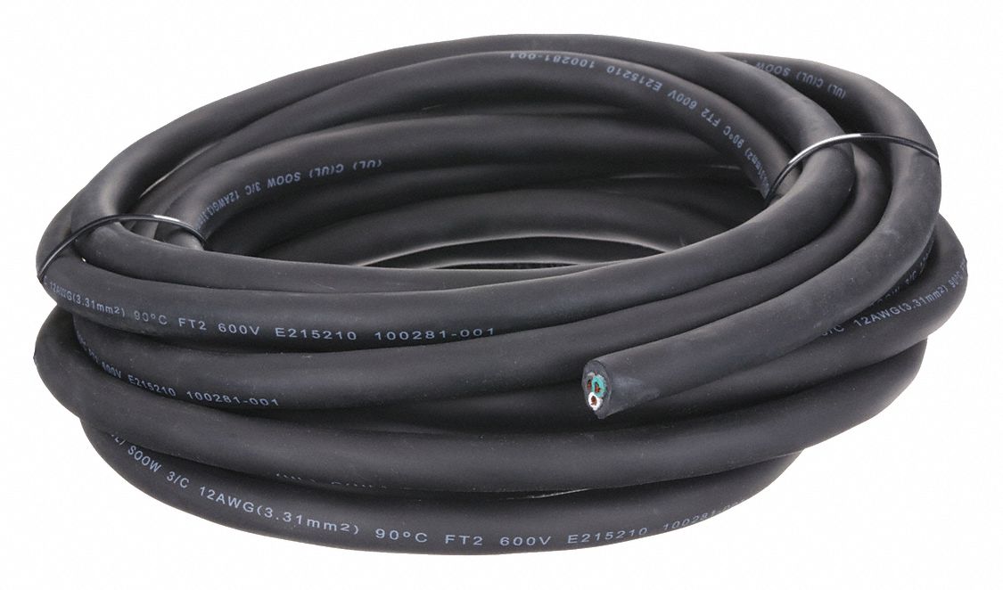 GRAINGER E3700 Portable Cord 3 Cond 12 AWG SOOW 25ft