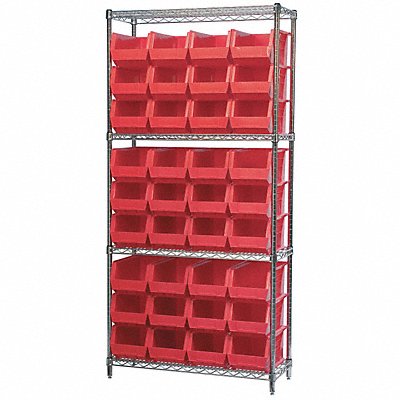 AKRO-MILS AWS143630240R D5519 Bin Shlvng 14inx74inx36in Red