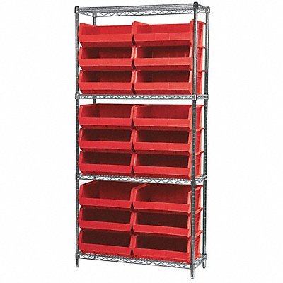 AKRO-MILS AWS143630250R D5521 Bin Shelving 14inx74inx36in Red