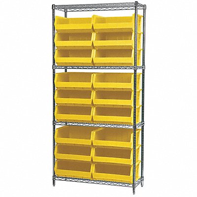 AKRO-MILS AWS143630250Y D5521 Bin Shelving 14inx74inx36in Yellow