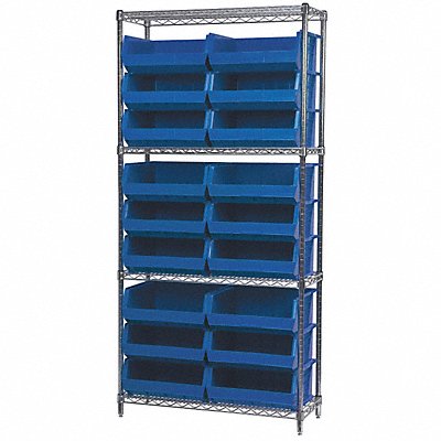 AKRO-MILS AWS143630250B D5521 Bin Shelving 14inx74inx36in Blue