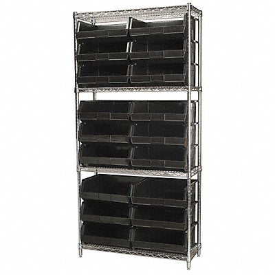 AKRO-MILS AWS143630250K D5521 Bin Shelving 14inx74inx36in Black