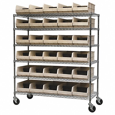 AKRO-MILS AWS2460M30358 Mobile Bin Shelving Beige Steel