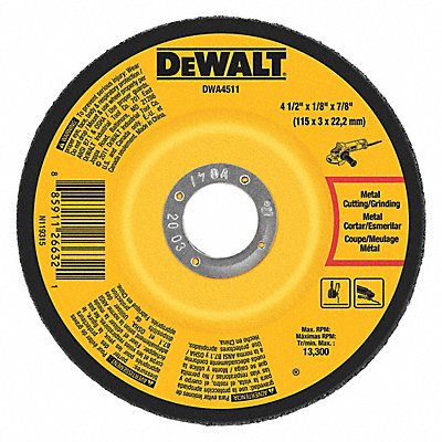 DEWALT DWA4511 Cut Off Grinding Wheel 7/8 CN Unthreaded Hole