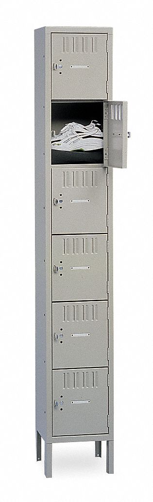 TENNSCO BS61215121MG Box Locker Louvered 1 Wide 6 Tier Grey