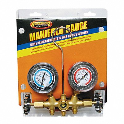 SUPERCOOL 66 A/C Manifold Gauge 10 1/2 in Brass