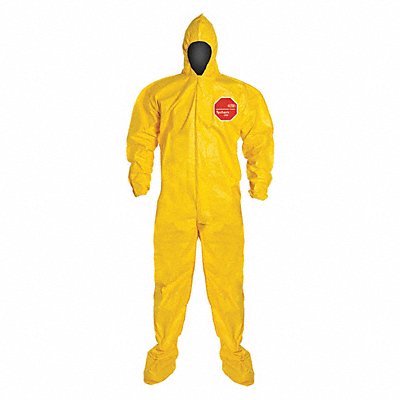 DUPONT QC122BYLMD0012BN Hooded Coverall w/Socks Yellow M PK12