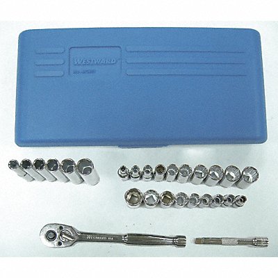 WESTWARD 4LXC2 Socket Wrench St Chrome 12Pt 3/16 - 1/2 in