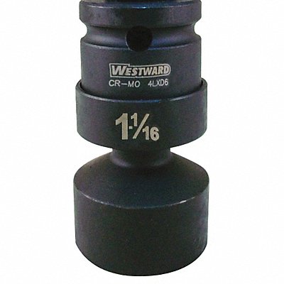 WESTWARD 4LXD6 Impact Socket Steel Black Oxide 1 1/16 in