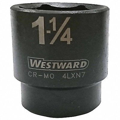 WESTWARD 4LXN7 Impact Socket Steel Black Oxide 1 1/4 in