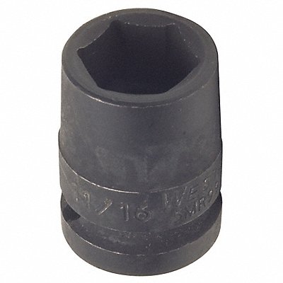 WESTWARD 4LXP6 Impact Socket Steel Black Oxide 11/16 in