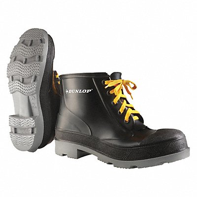 DUNLOP 8610433 Rubber Boot Men s 12 Ankle Black PR