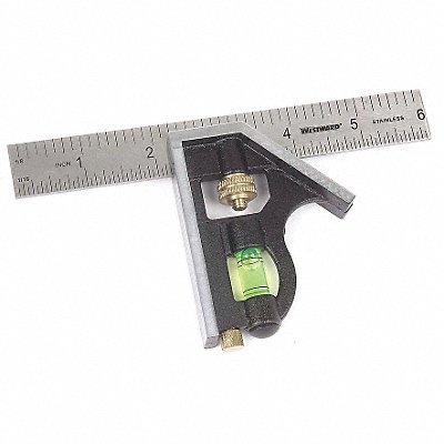 WESTWARD 4MRX3 Combination Square 6 Black Zinc