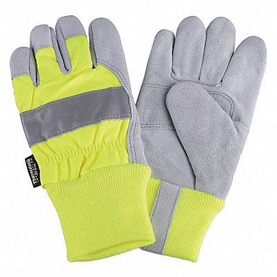 CONDOR 4NHE9 D1695 Leather Palm Gloves Hi-Vis Lime S PR