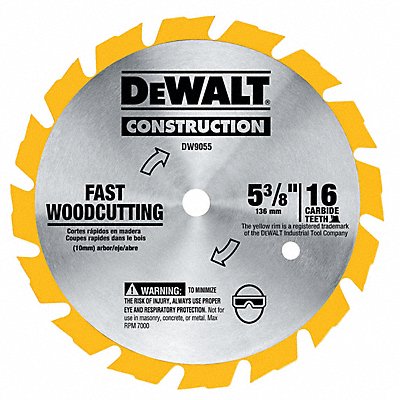 DEWALT DW9055 Circular Saw Blade 5 3/8 in 16 Teeth