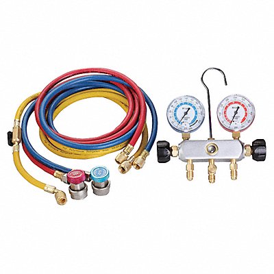 DAYTON 4PDF7 Manifold Gauge Set 2 Valve 3 Hoses