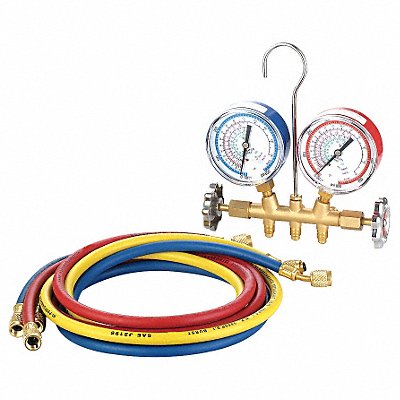 DAYTON 4PDG1 Manifold Gauge Set 2 Valve 3 Hoses