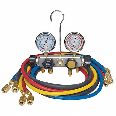 DAYTON 4PDG2 Manifold Gauge Set 4 Valve 4 Hoses