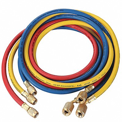 DAYTON 4PDG4 Manifold Hose Set 72 In Red Yellow Blue
