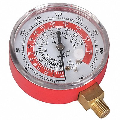 DAYTON 4PDJ8 Gauge 2-3/4 In Dia High Side Red 500 psi