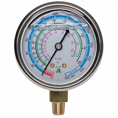 DAYTON 4PDK2 Gauge 2-3/4 In Dia Low Side Blue 350 psi