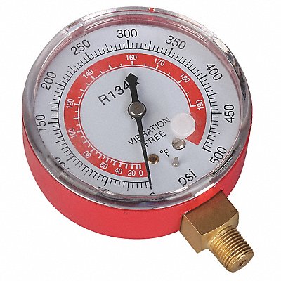 DAYTON 4PDK3 Gauge 2-3/4 In Dia High Side Red 500 psi