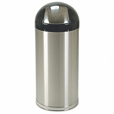 GRAINGER 4PGG3 Garbage Can Round 15 gal Silver