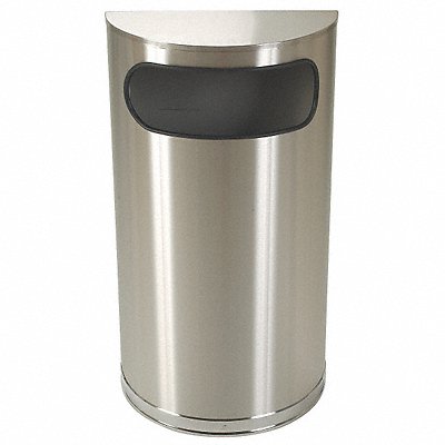 GRAINGER 4PGG6 Wastebasket Half Round 9 gal Silver