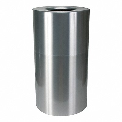 GRAINGER 4PGH1 Garbage Can Round 35 gal Silver