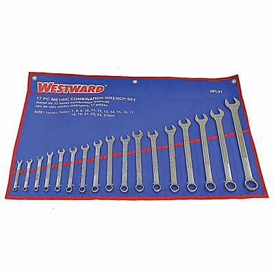 WESTWARD 4PL91 Combination Wrench St CV Steel Satin Offset