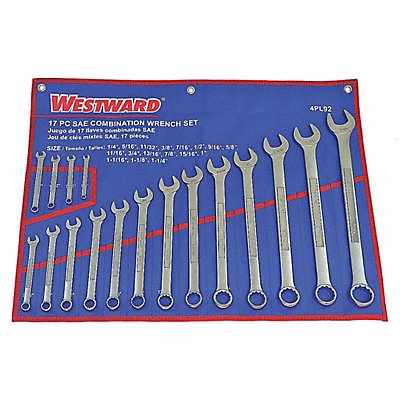 WESTWARD 4PL92 Combination Wrench St CV Steel Satin Offset