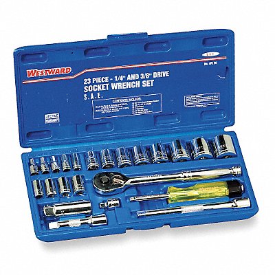 WESTWARD 4PL99 Socket Wrench St Chrome 12Pt 3/16 - 7/8 in