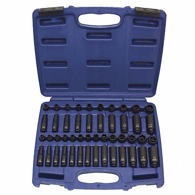 WESTWARD 4PRE3 Impact Socket Set Steel Black Oxide 3/16- 9/16 in