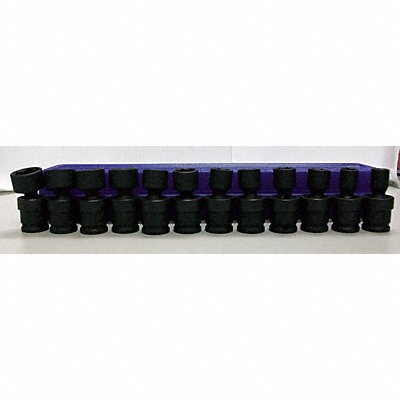 WESTWARD 4PRE9 Impact Socket Set Steel Black Oxide 5/16- 1 in