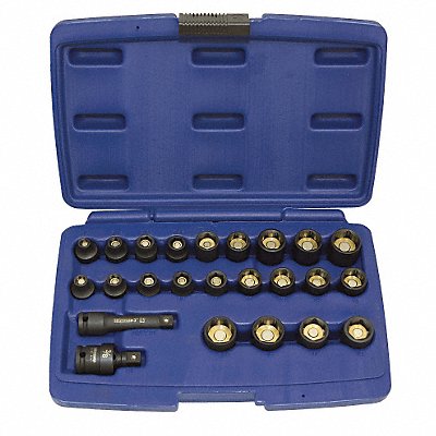 WESTWARD 4PRF3 Impact Socket Set Steel Black Oxide 1/4 to 3/4 in