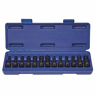 WESTWARD 4PRG1 Impact Socket Set Steel Black Oxide 3/16 to 1/2in