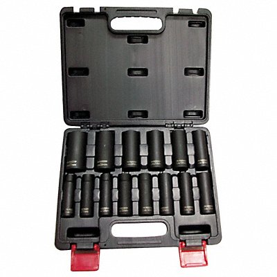 WESTWARD 4PRG5 Impact Socket Set Steel Black Oxide 10 to 27 mm