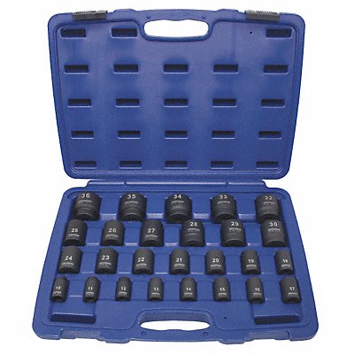 WESTWARD 4PRG6 Impact Socket Set Steel Black Oxide 10 to 36 mm
