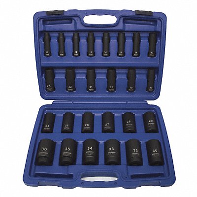 WESTWARD 4PRG7 Impact Socket Set Steel Black Oxide 10 to 36 mm